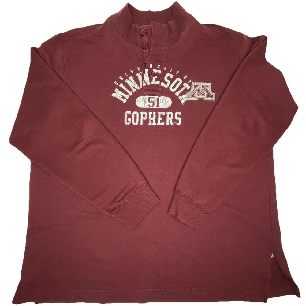 University of Minnesota Golden Gophers Sz XL Henley Sweatshirt 1/4 Button Shirt